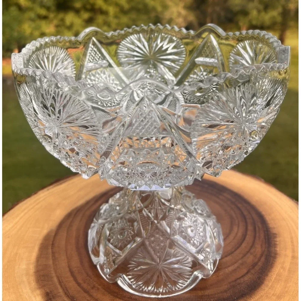 Antique 1906 US Glass Regal Oklahoma EAPG Pedestal Compote Bowl 8.25